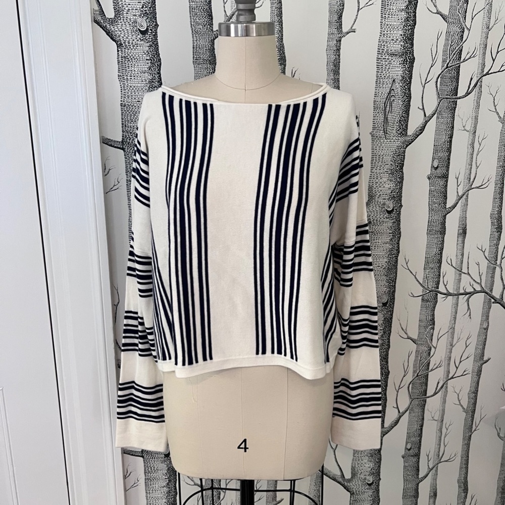 Splendid Cream and Navy Striped Sweater